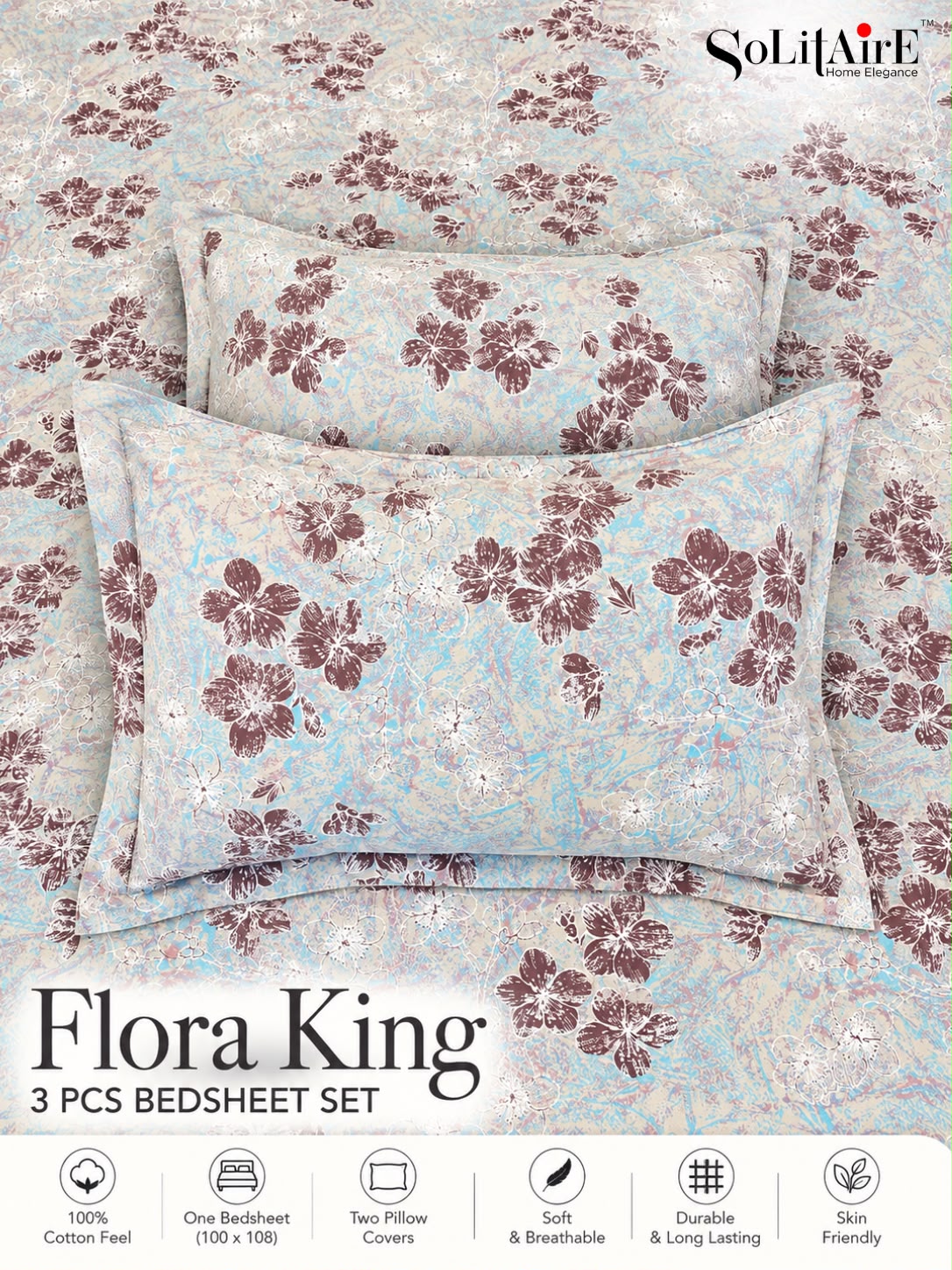 FLORA KING – 3 PCS BEDSHEET SET