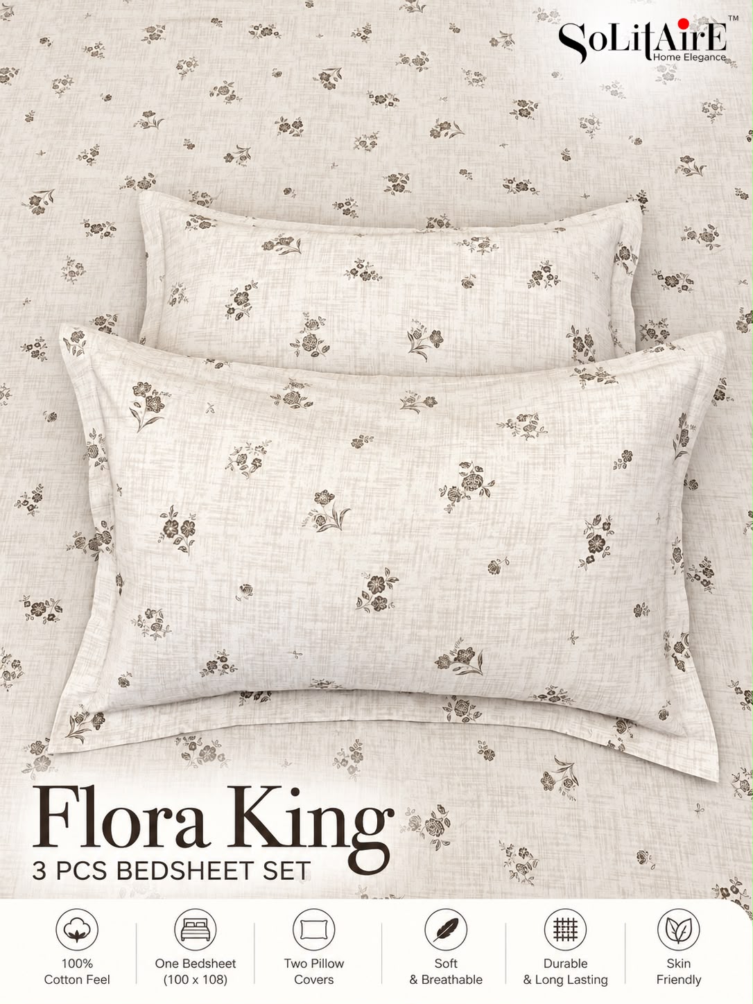 FLORA KING – 3 PCS BEDSHEET SET