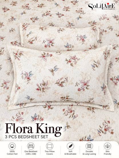 FLORA KING – 3 PCS BEDSHEET SET