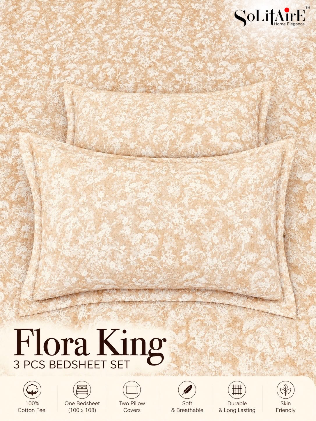 FLORA KING – 3 PCS BEDSHEET SET