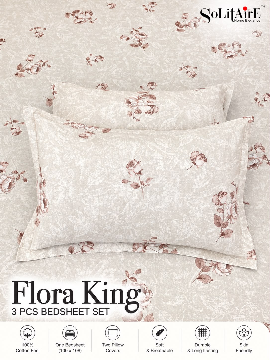 FLORA KING – 3 PCS BEDSHEET SET
