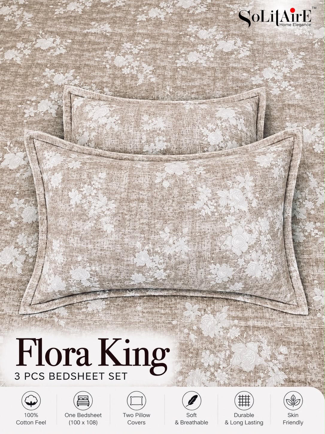 FLORA KING – 3 PCS BEDSHEET SET