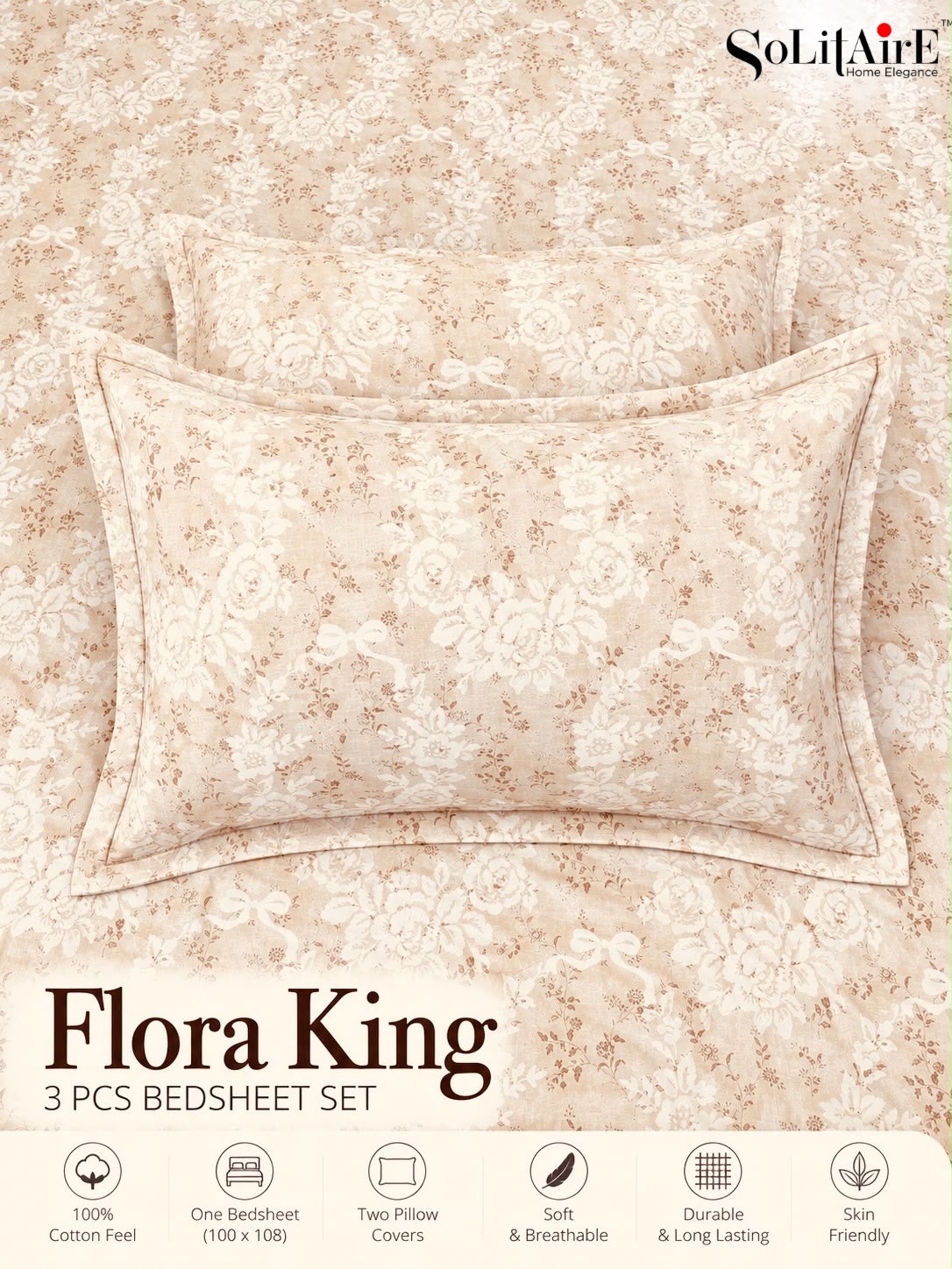 FLORA KING – 3 PCS BEDSHEET SET