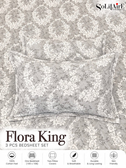 FLORA KING – 3 PCS BEDSHEET SET