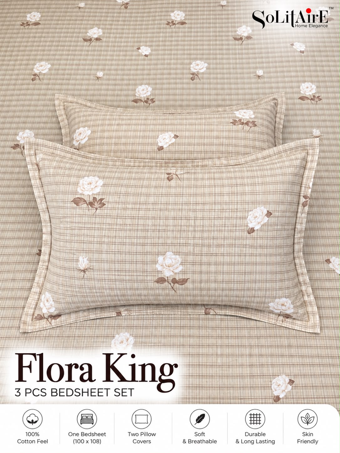 FLORA KING – 3 PCS BEDSHEET SET