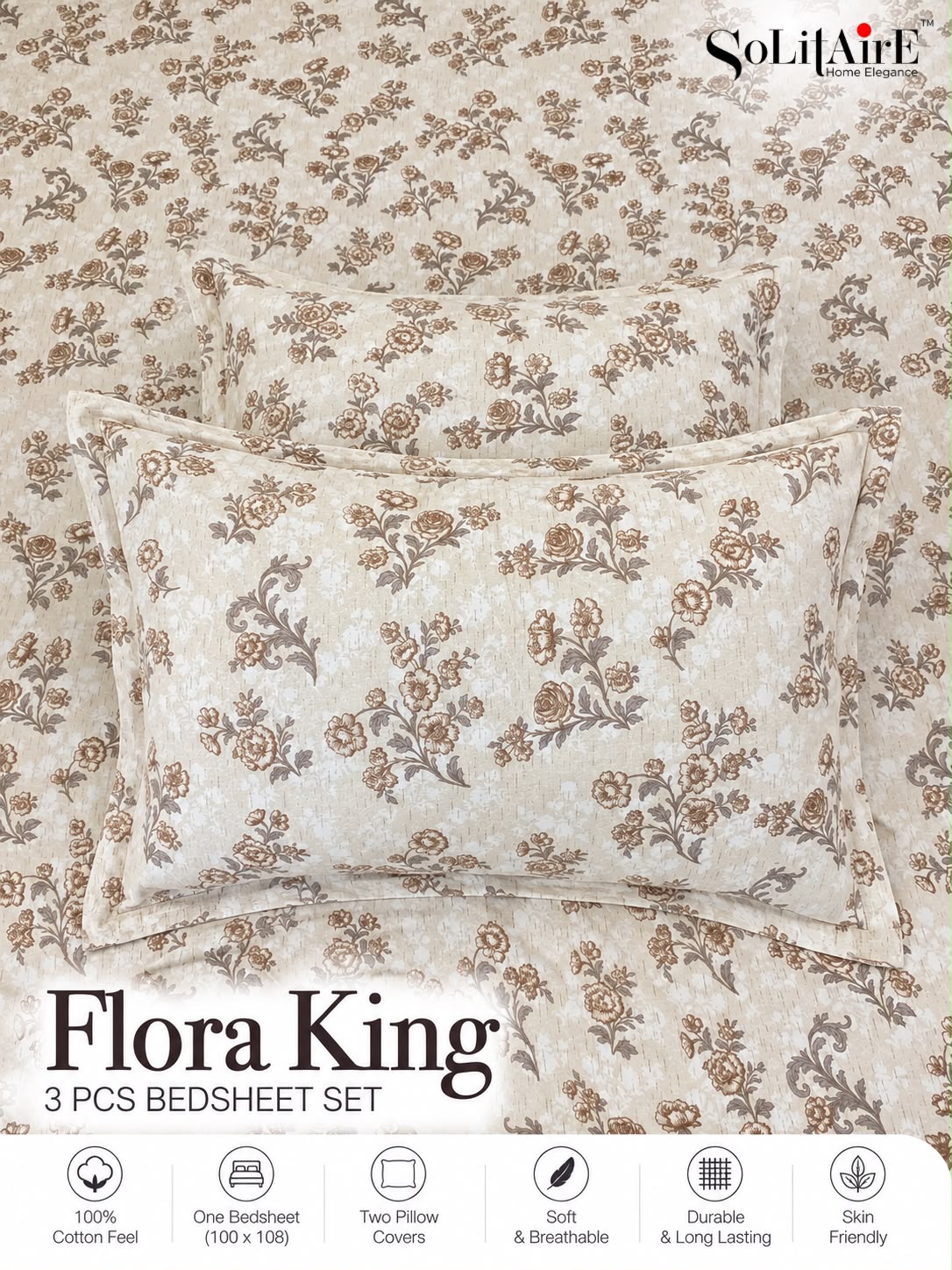 FLORA KING – 3 PCS BEDSHEET SET