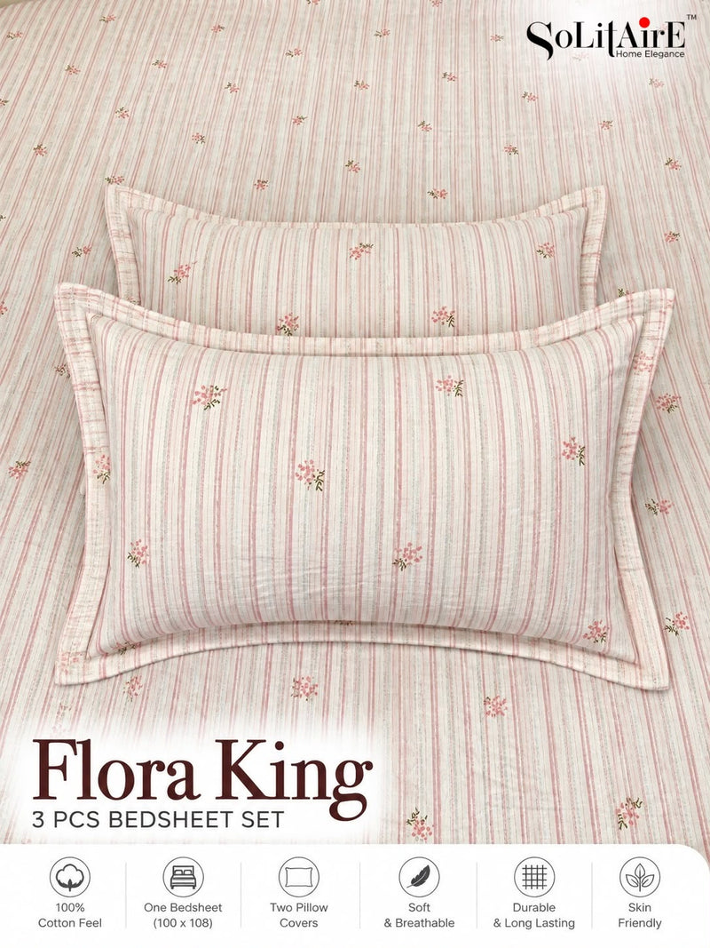 FLORA KING – 3 PCS BEDSHEET SET