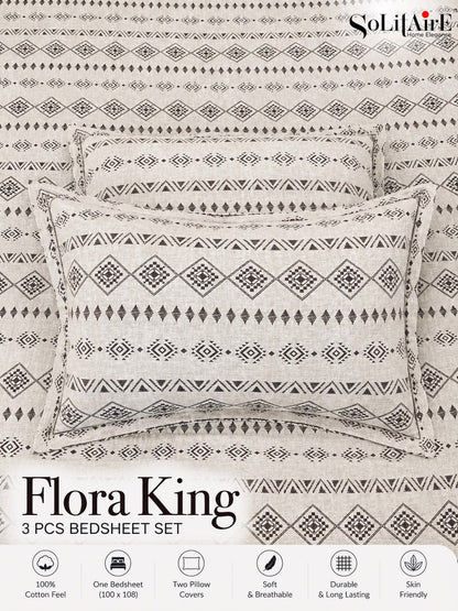 FLORA KING – 3 PCS BEDSHEET SET