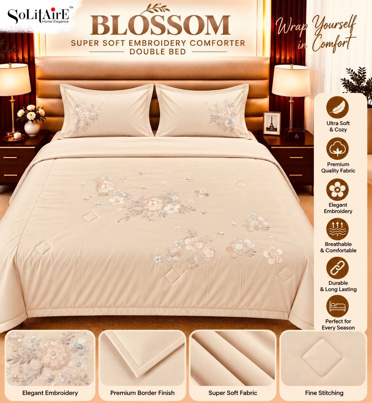BLOSSOM EMBROIDERED AC COMFORTER