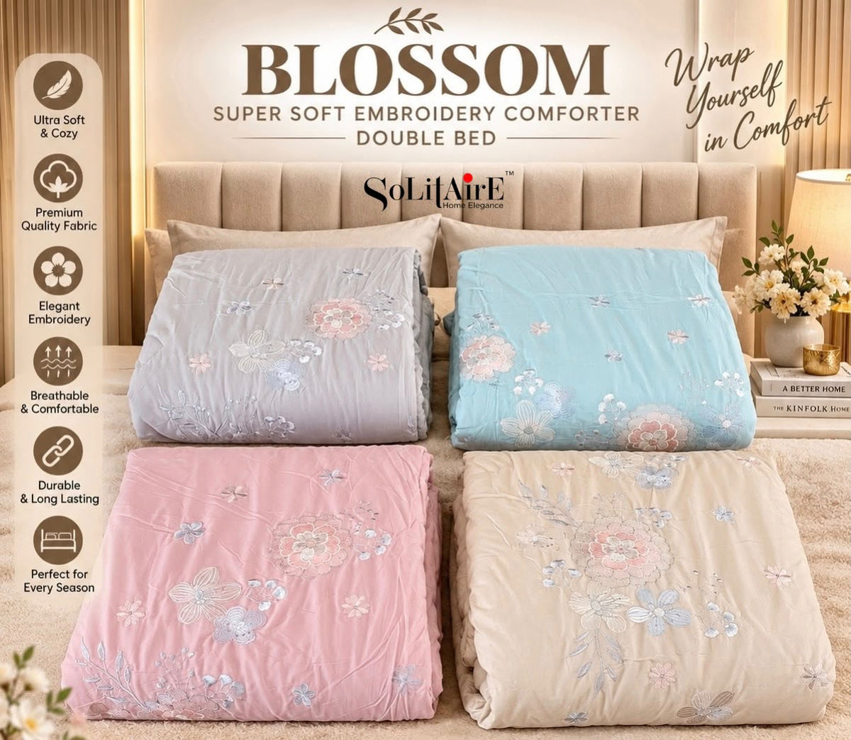 BLOSSOM EMBROIDERED AC COMFORTER