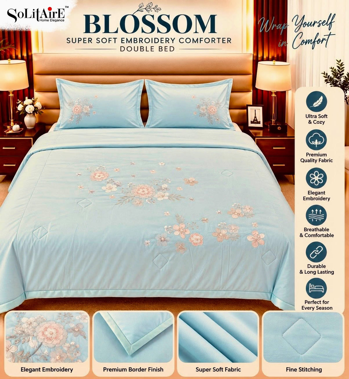 BLOSSOM EMBROIDERED AC COMFORTER