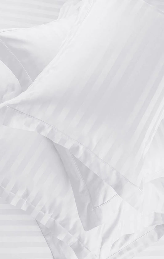 Stripes 250-Thread Count Cotton Bedsheet (White)