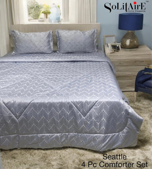 ✨ Solitaire King Size Comforter Set – 4 Pc | Jointless Bedsheet + Jacquard Reversible Comforter + Pillow Covers