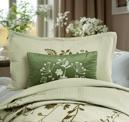 King Size Embroidered Quilted Bedcover Set – 5 Pc | Luxury Bedcover + Pillow Covers + Cushions with Filler