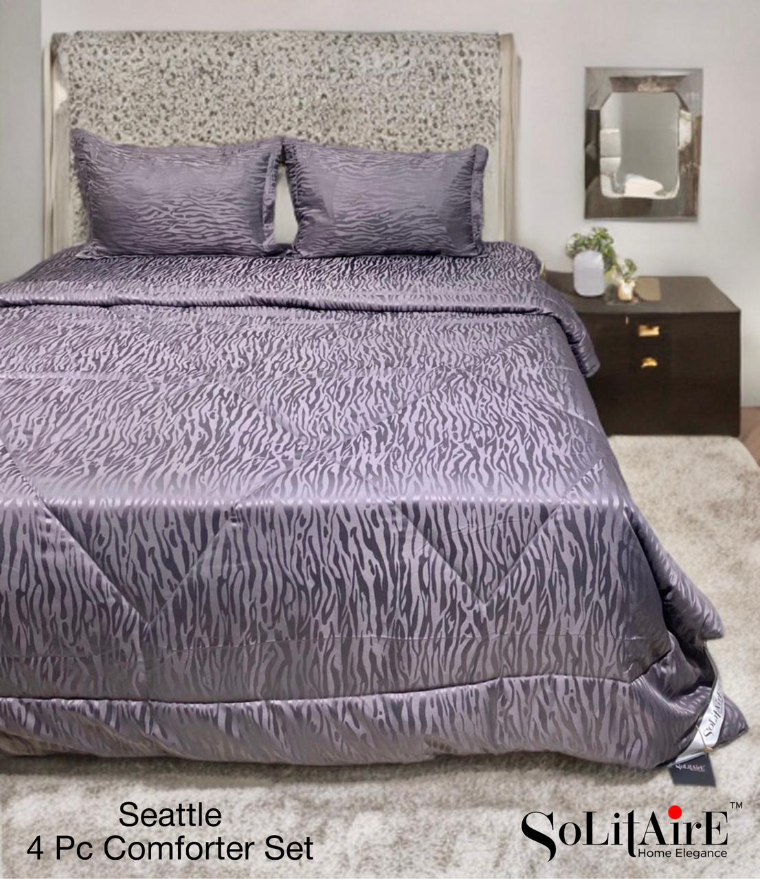 ✨ Solitaire King Size Comforter Set – 4 Pc | Jointless Bedsheet + Jacquard Reversible Comforter + Pillow Covers