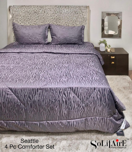 ✨ Solitaire King Size Comforter Set – 4 Pc | Jointless Bedsheet + Jacquard Reversible Comforter + Pillow Covers