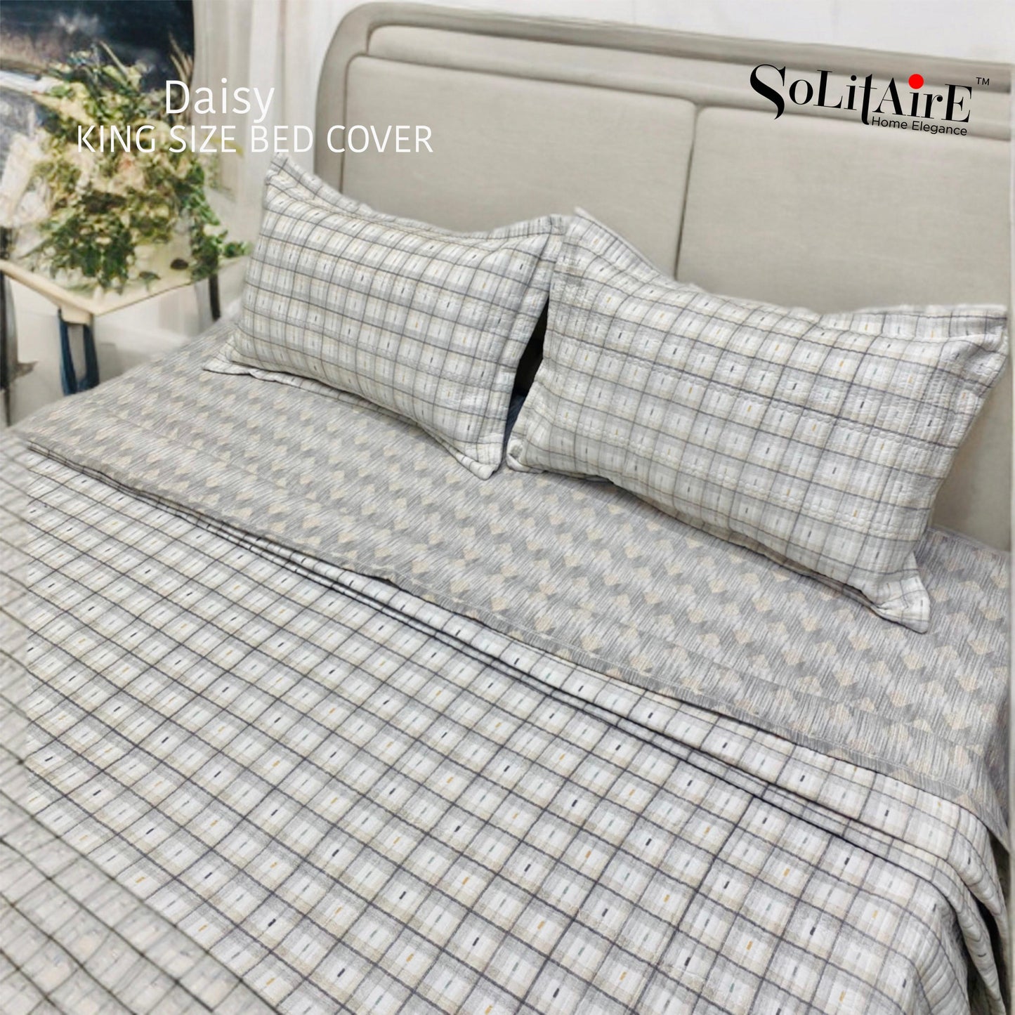 Daisy Quilted Reversible King Size Bed Cover Set