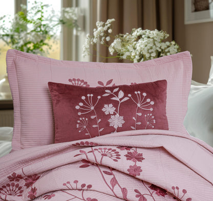 King Size Embroidered Quilted Bedcover Set – 5 Pc | Luxury Bedcover + Pillow Covers + Cushions with Filler