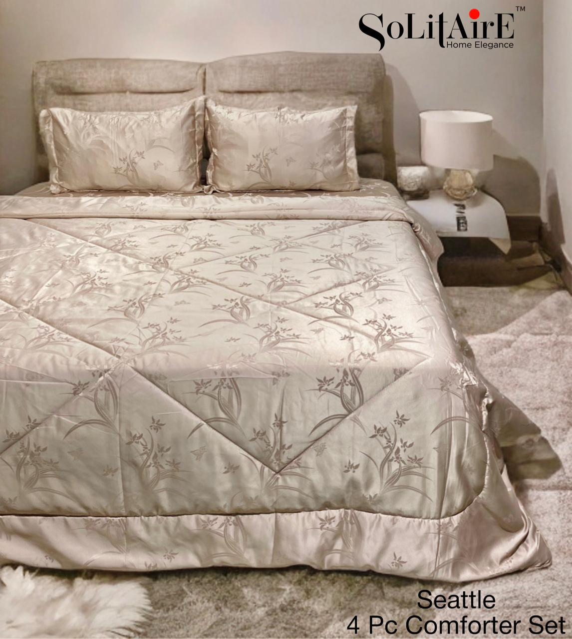 ✨ Solitaire King Size Comforter Set – 4 Pc | Jointless Bedsheet + Jacquard Reversible Comforter + Pillow Covers