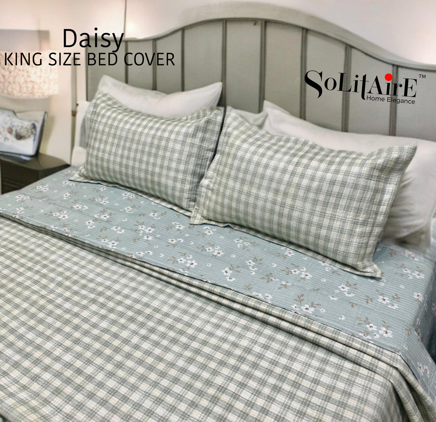 Daisy Quilted Reversible King Size Bed Cover Set
