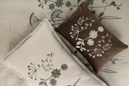 King Size Embroidered Quilted Bedcover Set – 5 Pc | Luxury Bedcover + Pillow Covers + Cushions with Filler