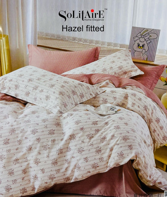 HAZEL FITTED COTTON BEDSHEET (FITTED BEDSHEET) (Fits All Double-Bed Sizes)