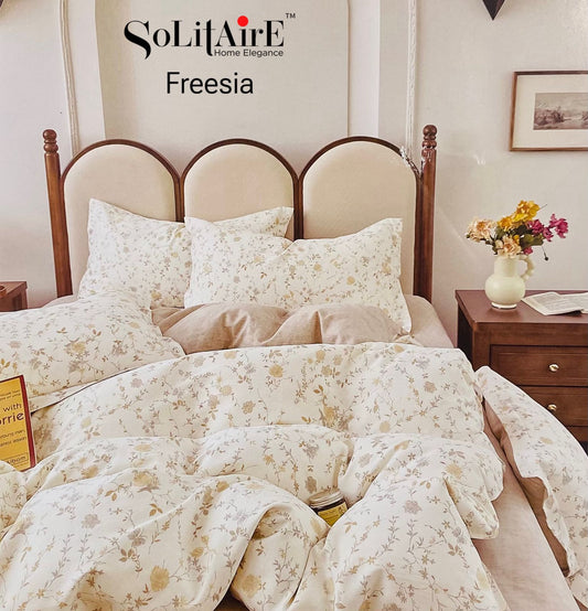 🌸 FREESIA 100% Cotton Queen Size Bedsheet Set