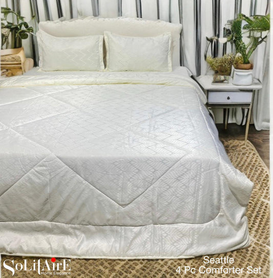 ✨ Solitaire King Size Comforter Set – 4 Pc | Jointless Bedsheet + Jacquard Reversible Comforter + Pillow Covers