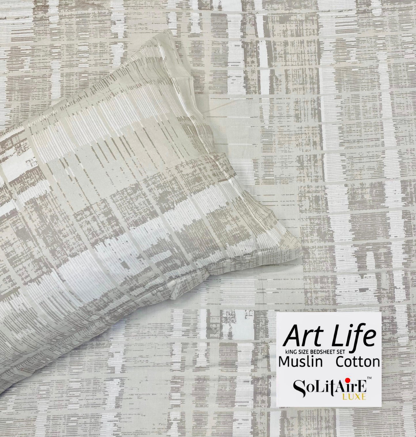 🌿 Art-Life 100% Organic Muslin Cotton King Size Bedsheet Set