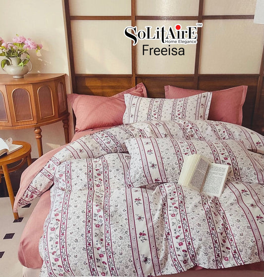🌸 FREESIA 100% Cotton Queen Size Bedsheet Set