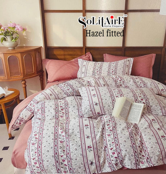 HAZEL FITTED COTTON BEDSHEET (FITTED BEDSHEET) (Fits All Double-Bed Sizes)