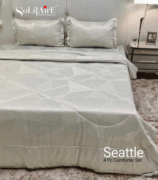 ✨ Solitaire King Size Comforter Set – 4 Pc | Jointless Bedsheet + Jacquard Reversible Comforter + Pillow Covers