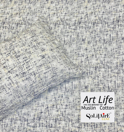 🌿 Art-Life 100% Organic Muslin Cotton King Size Bedsheet Set
