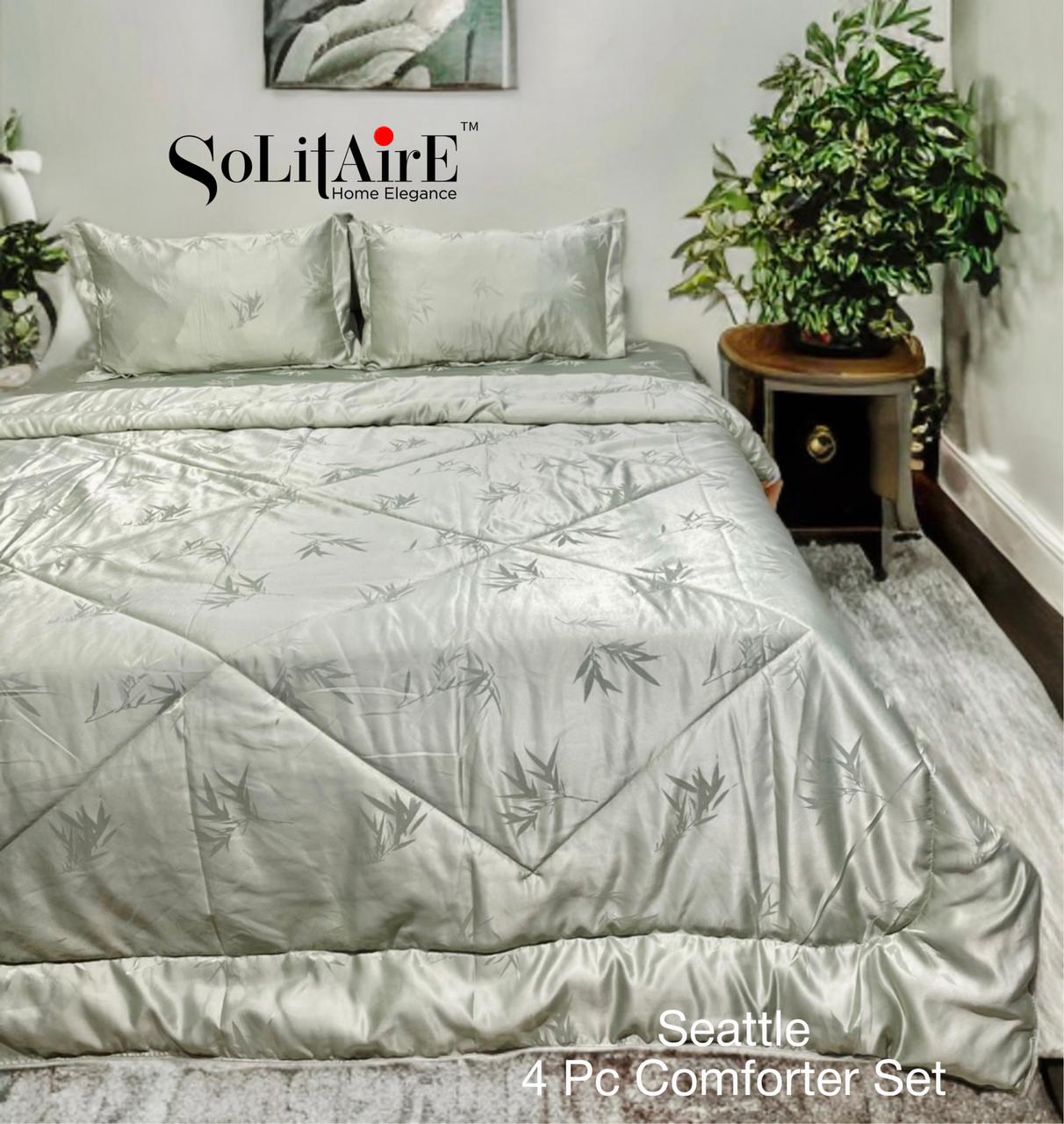 ✨ Solitaire King Size Comforter Set – 4 Pc | Jointless Bedsheet + Jacquard Reversible Comforter + Pillow Covers