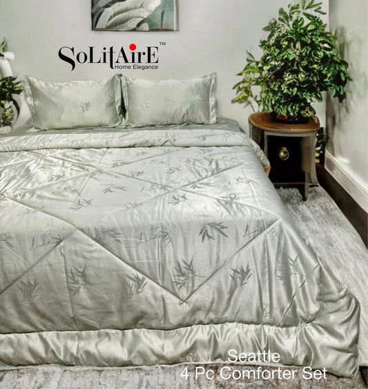 ✨ Solitaire King Size Comforter Set – 4 Pc | Jointless Bedsheet + Jacquard Reversible Comforter + Pillow Covers