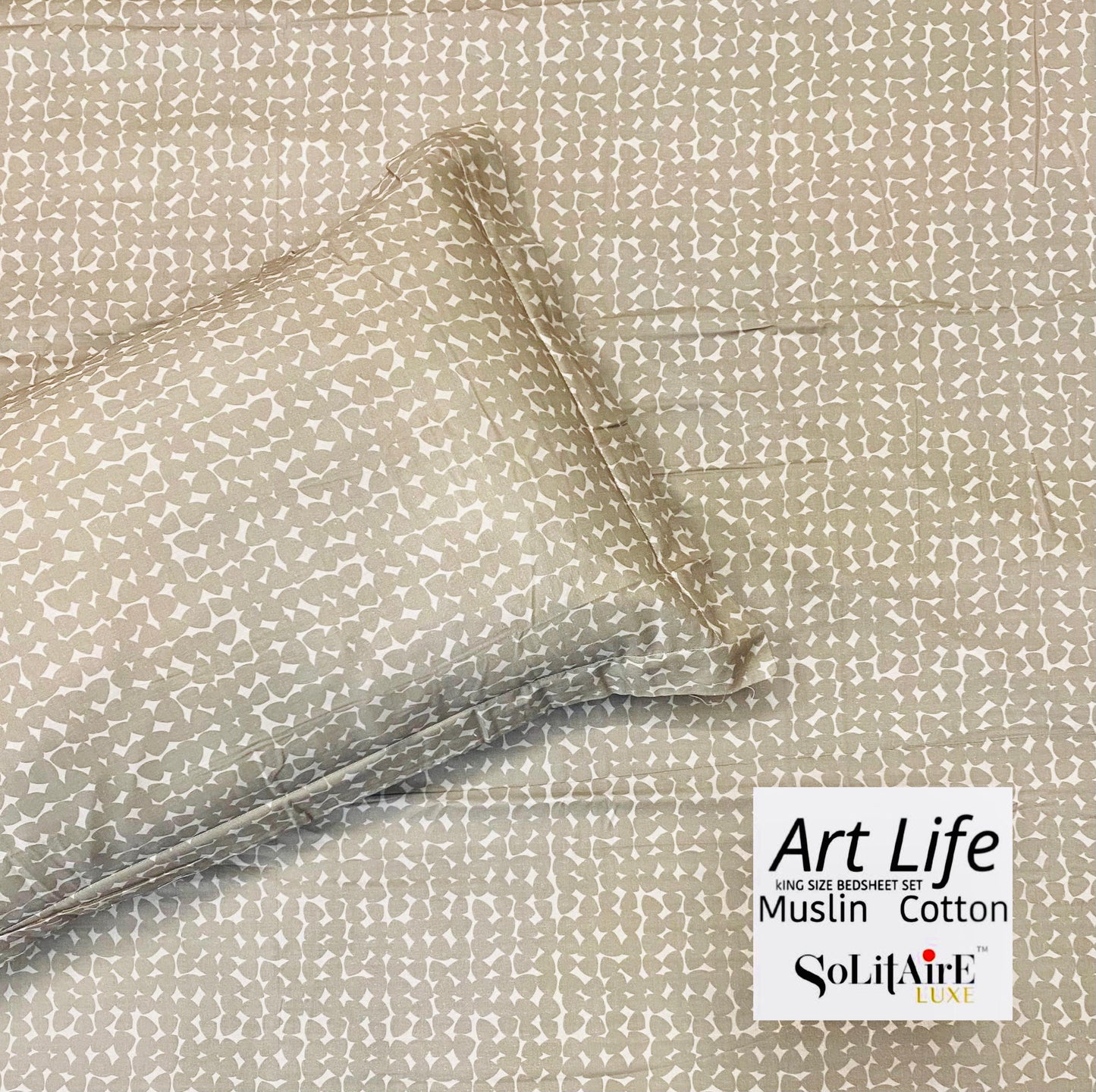 🌿 Art-Life 100% Organic Muslin Cotton King Size Bedsheet Set