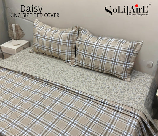 Daisy Quilted Reversible King Size Bed Cover Set