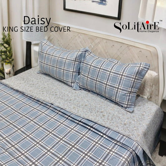 Daisy Quilted Reversible King Size Bed Cover Set