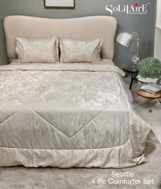 ✨ Solitaire King Size Comforter Set – 4 Pc | Jointless Bedsheet + Jacquard Reversible Comforter + Pillow Covers