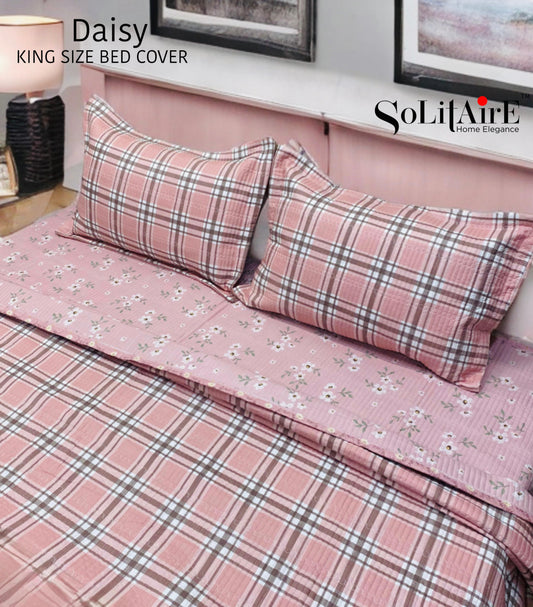 Daisy Quilted Reversible King Size Bed Cover Set