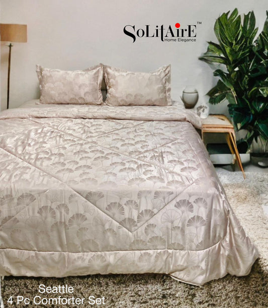 ✨ Solitaire King Size Comforter Set – 4 Pc | Jointless Bedsheet + Jacquard Reversible Comforter + Pillow Covers
