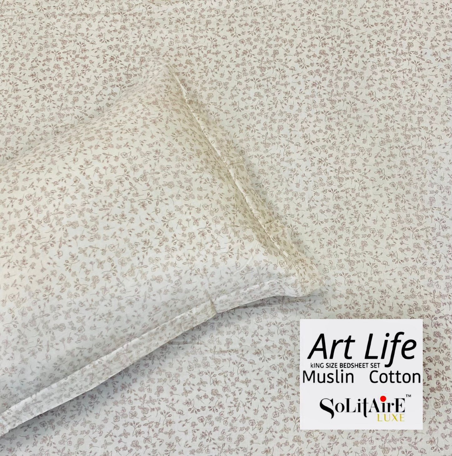 🌿 Art-Life 100% Organic Muslin Cotton King Size Bedsheet Set
