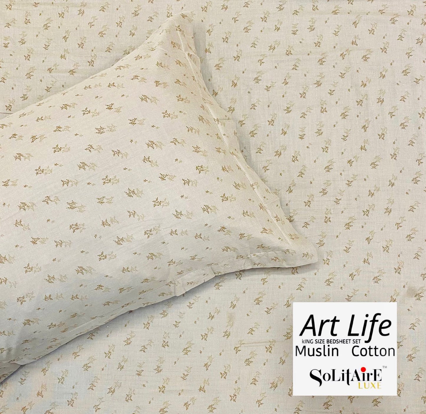 🌿 Art-Life 100% Organic Muslin Cotton King Size Bedsheet Set