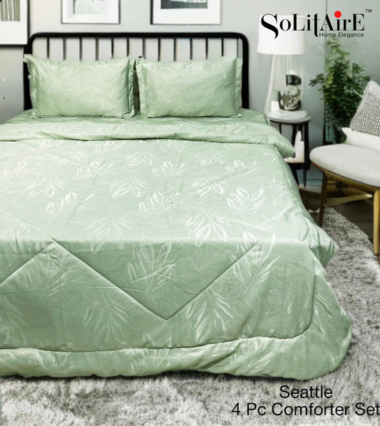 ✨ Solitaire King Size Comforter Set – 4 Pc | Jointless Bedsheet + Jacquard Reversible Comforter + Pillow Covers