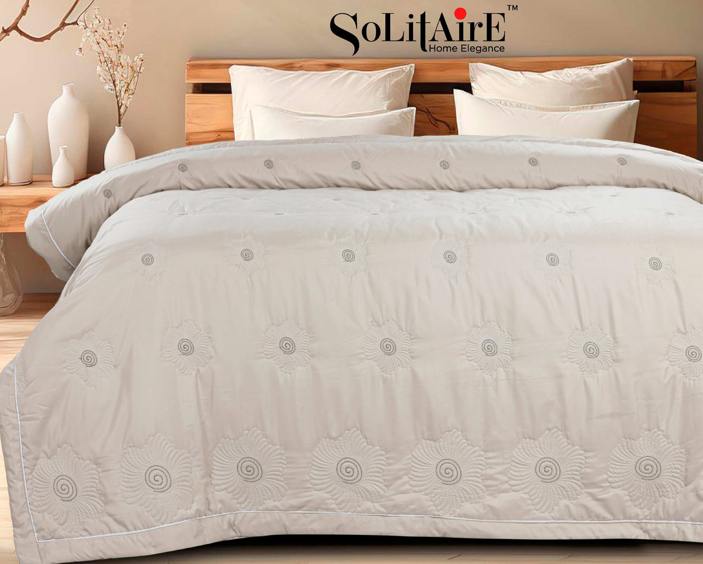 ✨ Solitaire Ultra Soft Embroidered Comforter – Double & Single Bed Sizes | Luxury Quilted Bedding