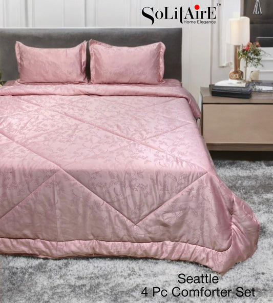 ✨ Solitaire King Size Comforter Set – 4 Pc | Jointless Bedsheet + Jacquard Reversible Comforter + Pillow Covers