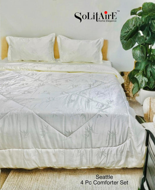 ✨ Solitaire King Size Comforter Set – 4 Pc | Jointless Bedsheet + Jacquard Reversible Comforter + Pillow Covers