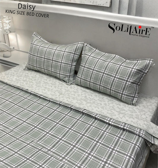 Daisy Quilted Reversible King Size Bed Cover Set
