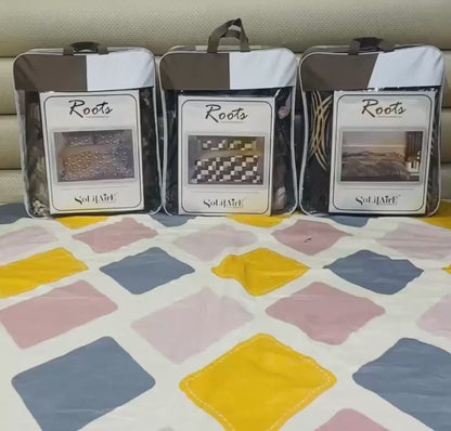 Roots Heavy Glazed Cotton Comforter Set - 4 Piece Bed In A Bag (90x100 Inches) - Reversible