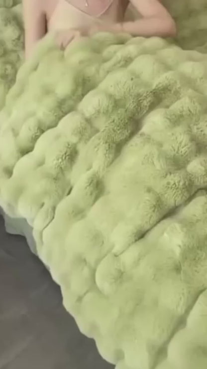 RABBIT FUR WINTER QUILT (CRUELTY-FREE)(SUPER-WARM) (Peach)